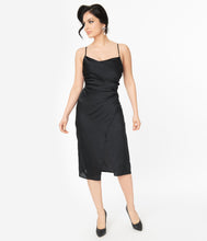 Load image into Gallery viewer, 1920s Black Spaghetti Strap Slip Dress