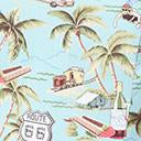 Load image into Gallery viewer, 1950s Light Blue & Retro Tropical Print Candy Swing Dress