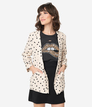 Load image into Gallery viewer, Beige & Black Polka Dot Suit Jacket