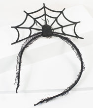 Load image into Gallery viewer, Black Rhinestone Spider & Web Headband