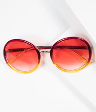 Load image into Gallery viewer, 1960s Red & Yellow Ombre Endless Round Sunglasses