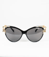 Load image into Gallery viewer, Black & Gold Spring Embellished Mimi Cat Eye Sunglasses