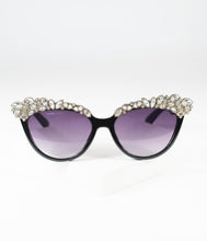 Load image into Gallery viewer, Black & Rhinestone Embellished Princess Mano Cat Eye Sunglasses
