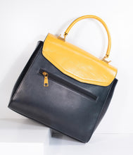 Load image into Gallery viewer, Black & Mustard Yellow Leatherette Waterlily Purse