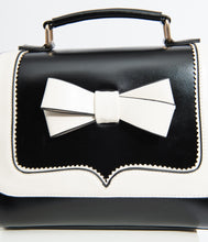 Load image into Gallery viewer, Black &amp; White Bow Leatherette Purse
