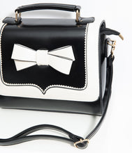 Load image into Gallery viewer, Black &amp; White Bow Leatherette Purse
