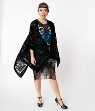 Load image into Gallery viewer, Black Burnout Velvet Floral Kimono

