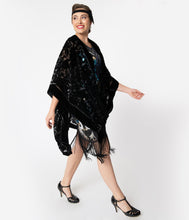 Load image into Gallery viewer, Black Burnout Velvet Floral Kimono
