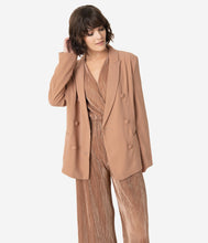 Load image into Gallery viewer, 1980s Style Tan Double Breasted Long Sleeve Blazer
