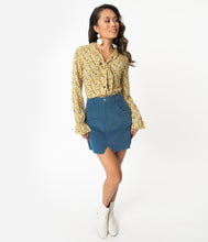 Load image into Gallery viewer, 1960s Sky Blue Corduroy Mini Skirt
