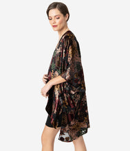 Load image into Gallery viewer, Black Deco Floral Devore Velvet Kimono

