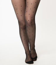 Load image into Gallery viewer, Black Polka Dot Sheer Pantyhose

