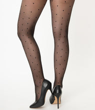 Load image into Gallery viewer, Black Polka Dot Sheer Pantyhose
