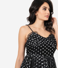 Load image into Gallery viewer, 1940s Black Tulle &amp; White Embroidered Floral Midi Dress
