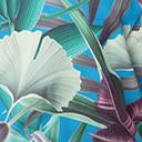 Load image into Gallery viewer, 1950s Blue &amp; Green Tropical Print Rhinestone Collar Blouse
