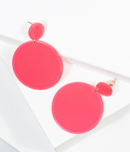 Load image into Gallery viewer, 1960s Hot Pink Circle Drop Earrings
