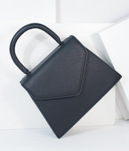 Load image into Gallery viewer, Black Leatherette Top Handle Structured Purse
