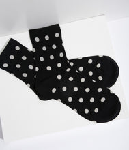 Load image into Gallery viewer, Black &amp; White Polka Dot Ankle Socks
