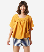 Load image into Gallery viewer, 1970s Style Mustard Butterfly Sleeve Blouse
