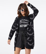 Load image into Gallery viewer, Black &amp; Grey Bats Open Long Cardigan
