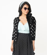 Load image into Gallery viewer, Black &amp; White Cat Pattern Knit Cardigan
