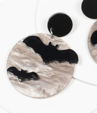 Load image into Gallery viewer, Bat &amp; Moon Circle Drop Earrings
