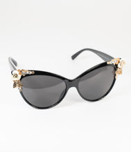 Load image into Gallery viewer, Black &amp; Gold Spring Embellished Mimi Cat Eye Sunglasses
